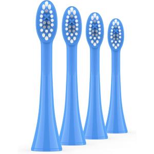 ORDO Replacement Sonic Toothbrush Heads with Pulse Technology for Teeth Cleaning, Plaque Removal, Silicone Polishing, Deep Clean Bristles, Adults, Pack of 4, Arctic Blue