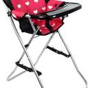 Foldable Baby Doll High Chair, Baby Doll Accessories, Dolls & Accessories Highchair Stuff for 18 Inch Doll, Doll High Chair Toy Set for Toddlers 3 Year Old Girls, 5+ Year Old Girl Doll Furniture Toys