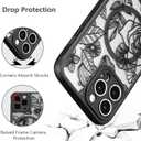 XIZYO Magnetic Case for iPhone 16 Pro Floral Rose Cute Phone Case [Compatible with Magsafe] for Women Girls Aesthetic Pattern Slim TPU Shockproof Bumper Cover, Black