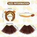 3 Piece Lion Costume Set Lion Ears Headband with Tail and Tutu for Women Halloween Cosplay Party Accessories (Brown)