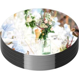 12PCS Round Mirror Centerpieces for Tables Decorations, 10" Acrylic Mirror Trays Plates for Centerpieces, Circle Mirror for Candle Plates Mirrors for Table Centerpieces Wedding Decorations