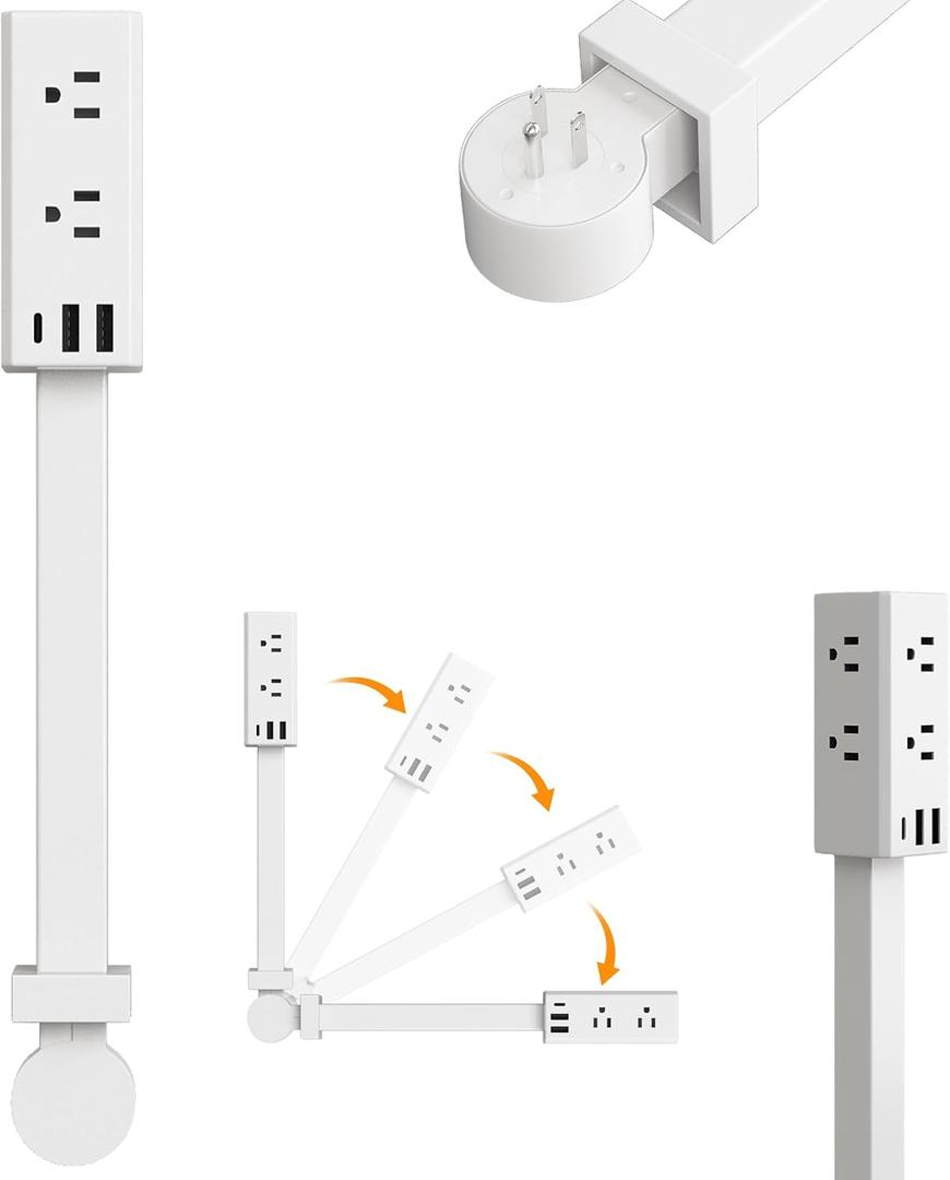 Electrical Outlet Extender Stick, 360 Rotating Outlet Extender, Power Strip with 6 Outlets & 3 USB Ports, Use Behind Couches,Nightstands,Desks,More