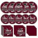 Gatherfun Graduation decorations 2025 Graduation Party Supplies Maroon Disposable Paper Plates Luncheon Napkins Cocktail Napkins for Congrats Grad Party Decorations, Serve 50