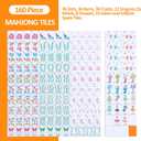 2026 American Mahjong Set Complete with Blue Carrying Bag, 160 Orange Mahjong Tiles, 4 All-in-One Transparent Mahjong Racks with Pushers, Majiang Tile Set