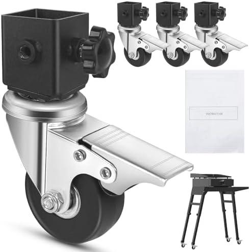 Petrirufun Caster Wheels Set for Blackstone Griddle Stand, 4 Pack Griddle Wheels with Brake for Blackstone 17" & 22" Griddle Stand, 360 Degree Silky Swivel, Grill Accessories for Blackstone