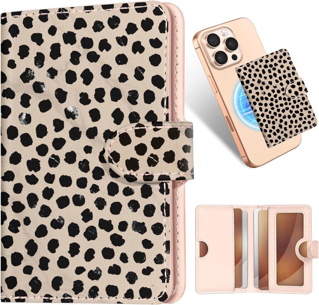 Shorogyt for Magnetic Phone Wallet Compatible with Magsafe Card Holder - Luxury Slim Leather Mag Wallets for Women Fit 4 Cards, for iPhone 17/16/15/14/13/12 Series for Apple RFID Magnet, Almond Latte