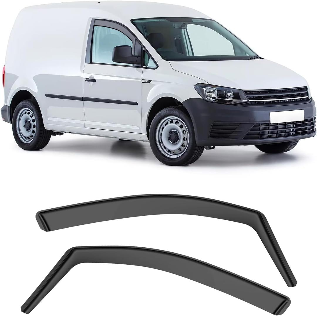 GEARMONSTER Car Window Deflectors Black Compatible with VW Caddy 2005-2018 Car Window Rain Protection Integrated Deflectors