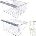 UPGRADED W11162443 Refrigerator Drawer & W11162446 Whirlpool Crisper Drawer Compatible with Whirlpool Fridge Drawer Replacement Parts WRS325SDHZ05 WRS315SDHM01 WRS555SIHZ03 Crisper Bins Drawer,2 Pack
