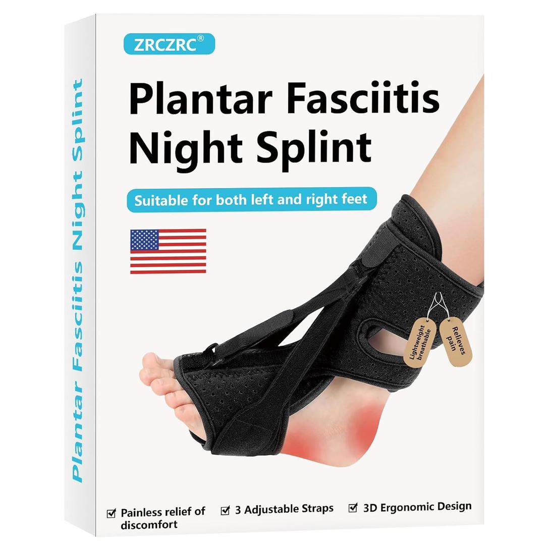 Plantar Fasciitis Night Splint, 3 Adjustable Straps, 85-90 Scientific Dorsiflexion, Design Relieves Pain From plantar Fasciitis, Arch Pain, Foot Drop, And Achilles Tendonitis, Black (1Pcs)