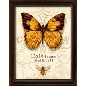 Splinterix 12x16 Picture Frame, 2 Pack Ornate Vintage Picture Frames for Wall or Tabletop Display, 12 x 16 Photo Frame with Real Glass, Display Poster 8.5x11 with Mat or 12x16 without Mat for Antique Déco, Brown