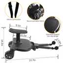 2026 New-Universal Stroller Board with Detachable Seat, 2in1 Sit and Stand Stroller Connectors for Most Strollers, Holds Children Up to 55 LBs Stroller Standing Board(Black)