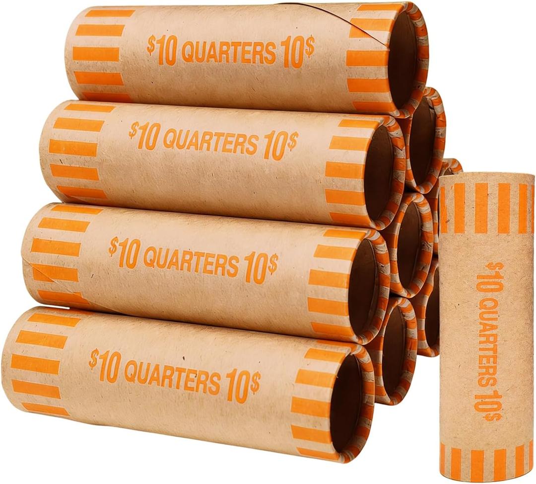80 Pcs Preformed Quarter Rolls Wrappers, Quarter Coin Wrappers, Standard Size Quarter Wrappers for Bank, Home, or Business Use