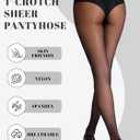 HONENNA Sheer Tights for Women 2 Pairs Ultra Thin Reinforced T Crotch Control Top Pantyhose Stockings