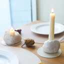 White Ceramic Candle Holders Set  Handcrafted Taper Candle Holders for Table Centerpiece | Modern Decorative Candlestick Holders for Dining Table, Wedding, Fireplace Mantel & Home Decor