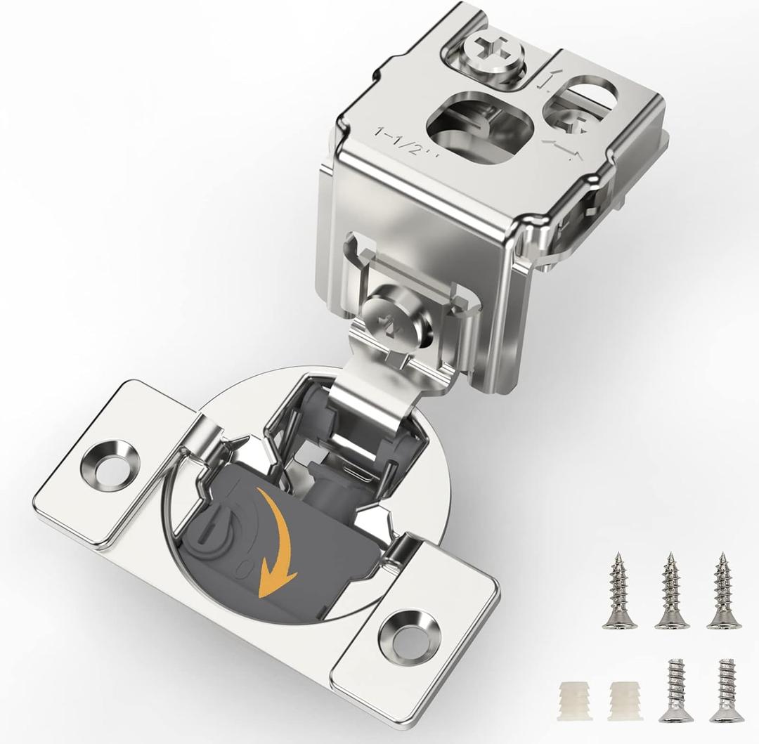 [Closing Speed Control] 10 Pack 1-1/2 Inch Overlay Soft Close Hinges for Face Frame Cabinet, 4D Adjustment, Stainless Steel Kitchen Cabinet Hardware, 105 Open Concealed Self Closing Hinge