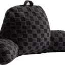 Aimuan Reading Pillow Checkered Bed Rest Wedge Backrest Checkerboard Pillow with Arms Back Support for Sitting Up in Bed Cushion Incline Rest Sleeping Snoring Pillow (Dark Grey,Large)