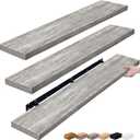 Sorbus Floating Shelves for Wall - 55 Inch Extra-Long Bathroom Shelves, Wall Decor for Bedroom, Kitchen, Living Room, Book Storage - Mounted Floating Shelf with Hidden Brackets (Gray, 3 Pack)