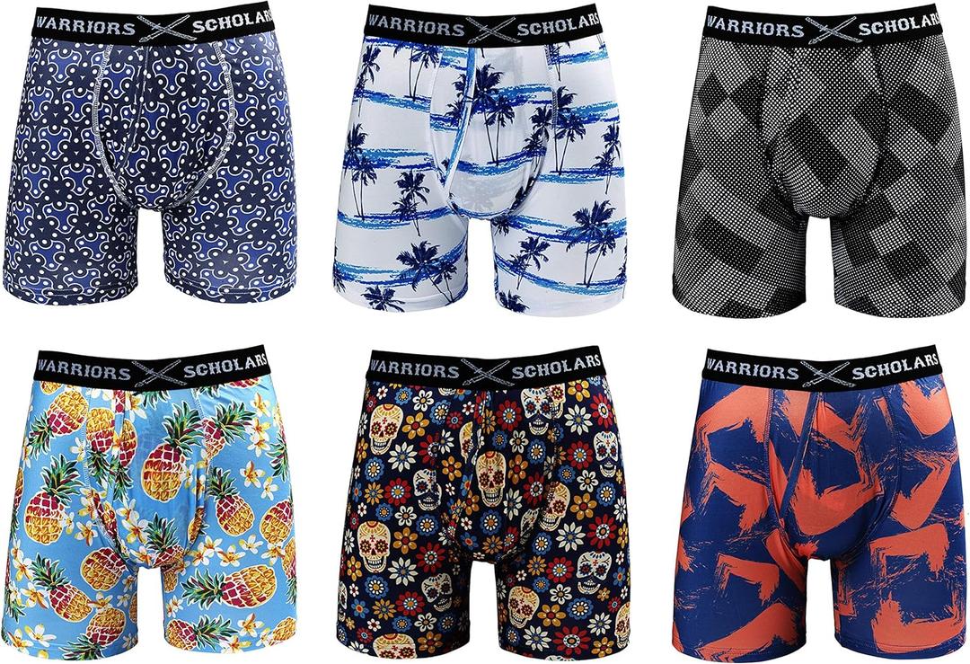 Warriors & Scholars | Mens Boxer Briefs | Boxer Briefs for Men Pack of 6 | Mens Boxer Briefs Underwear | Boys Boxer Briefs (Medium)