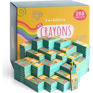 THE TWIDDLERS 288 Sets of 4-Packs (1,152 Bulk Crayons) Non-Toxic Individual Box for Kids, Back to School Supplies, Classrooms, Restaurants Bulk Crayons Coloring Activity, Party Bag Fillers
