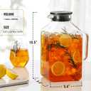 1 Gallon Square Glass Pitcher with Lid and Spout, Borosilicate Glass Carafe for Hot/Cold Drink, Water Pitchers with Handle for Fridge, Extra Large Jug for Iced Tea, Coffee, Juice, Beverage, Black