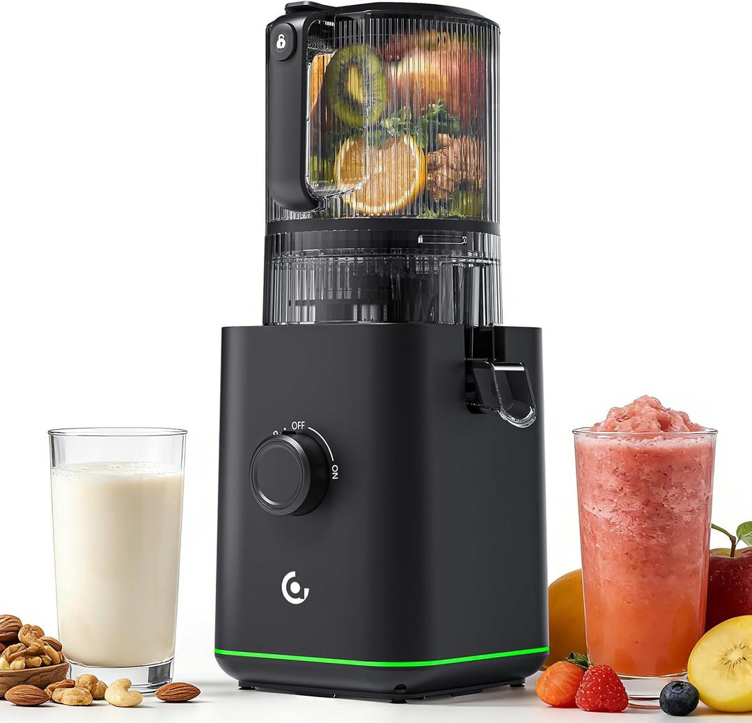 Cold Press Juicer, 3-in-1 Self Feeding Juicer Machine with 6.5" Large Feed Chute&100oz Hopper, Slow Masticating Juicer for Whole Fruits & Vegetables, Easy Clean for Juice, Nut Milk & Sorbet
