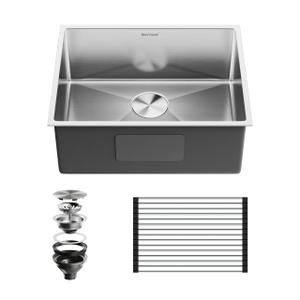 Stainless Steel Kitchen Sink, 24 x 19 x 9 Inch Undermount Kitchen Sink, Kitchen Sinks, Single Bowl Kitchen Sink, 16 Gauge Brushed Nickel Kitchen Sink, Bar Sink & Rv Sink, 9 Inch Depth