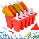 Silicone Popsicle Molds 10-cavity, DIY Ice Pop Mold for Kids Adult Teens, BPA Free Ice Cream Molds for Party Yogurt Juice Smoothies Sticks
