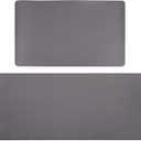 Lyeasw Grey Kitchen Mats 2 Pcs, Non-Slip Waterproof PVC Kitchen Rug Mat Set, Cushioned Anti Fatigue Kitchen Mats for Floor, Sink, 17"x47"+17"x29"