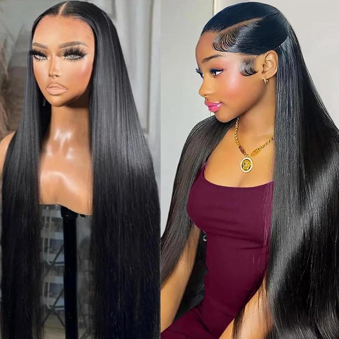 Straight 13x6 Lace Front Wigs Human Hair Pre Plucked HD Transparent Lace Frontal Wigs Human Hair 180% Density Glueless Human Wigs with Baby Hair for Women 20 inch