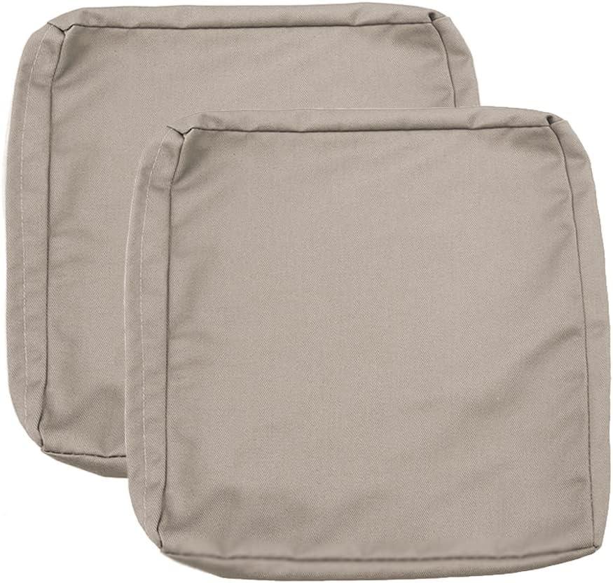 Sqodok Outdoor Cushions Covers 24x24 inch, 2Pack Patio Cushion Covers for Outdoor Furniture Waterproof Outside Seat Slipcovers Replacement Chair Cushion Covers for Sofa, Wicker Chair, Tan