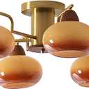 KCO Lighting Vintage Glass Flush Mount Ceiling Light 6 Light Sputnik Chandelier Mid Century Modern Hallway Ceiling Light Fixtures Rustic Gold Chandeliers