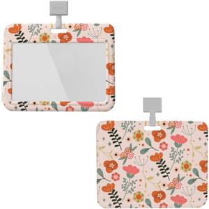 Flowers Badge Holder Horizontal Detachable Neck Lanyardbadge Holder for Men Women Waterproof Id Card Name Protector Cover with Lanyard Strap for Offices School Driver Licence