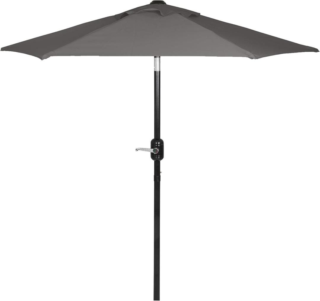 6 Ft Outdoor Patio Umbrella, Easy Open/Close Crank and Push Button Tilt Adjustment - Gray Market Umbrellas