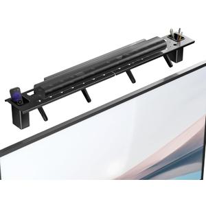 WALI Soundbar Mount, No Drilling TV Top Shelf with 2 Storage Boxes, Floating Monitor Shelves for Router, Cable Box, Game Console Storage, TV Remote Holder, Up to 5.5Lbs, 34.65"x4.3" (TSH004-2B), Black