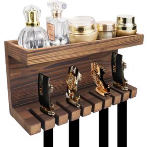 Belt Storage Organizer for Closet, Belt Hanger Wall Mounts with Double Shelving Platform, Belt Rack Holder Shelf for Closet Door, Wall Closet Organizer Tie Belt Hanger Rack for Men Women