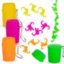 Gamie 12 Set Mini Monkey in a Barrel Keychains for Kids - Retro Fidget-Friendly Toys with 10 Monkeys in Each Barrel - Jungle Party Favors - Fun Piata Stuffers - Party Supplies for Children