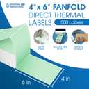 Spartan Industrial - 4" X 6" Green Direct Thermal Fanfold Labels (500 Count, 1 Stack) - Printable Postage Shipping Labels, Package Identification - Compatible with Zebra and Rollo Printers