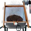 Ultra-Efficient Soil Sifter with Vibration Motor, Large Capacity Stainless Steel Screen for Sand, Rocks, and Compost, Fits Most Size Garden Yard Wheelbarrow Carts, Dark red 29.5"" x21.5