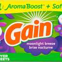 Gain Dryer Sheets Laundry Fabric Softener, Moonlight Breeze, 240 Count