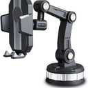 Car Phone Holder Mount, Suction Cup Cell Phone Holder Stand, Universal Dashboard/Windshield/Window Phone Holder One-Button Pop-up Strong Suction Cell Phone Car Mount (Black)