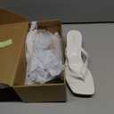 Women's Kitten Heels Sandals Square Open Toe Flip Flop Heels 1.8-2 Inch Heeled Sandals for Women (9.5, White)