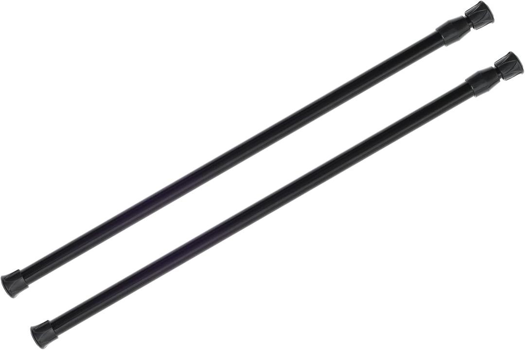 KXLife 2 Pack Spring Tension Curtain Rod for Window 28 to 48 Inch, Adjustable Expandable Small Curtain Tension Rods No Drill for Kitchen, Bathroom, Doorway, Cupboard(Black)