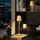 3 Pack Cordless Table Lamp, Portable Battery Operated Lamp with 3 Color Temps and Stepless Dimming, Rechargeable Table Lamp for Dinner, Desk, Cafe, Outdoor (Brushed Gold)