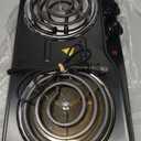 OVENTE Electric Countertop Double Burner, 1700W Cooktop with 6" and 5.75" Stainless Steel Coil Hot Plates, 5 Level Temperature Control, Indicator Lights and Easy to Clean Cooking Stove, Black BGC102B