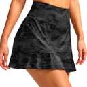Soothfeel Women's Swim Skirt with Pocket High Waisted Ruffle Tummy Control Tankini Swimsuit Bathing Suit Bottoms (XX-Large, Black_camo)