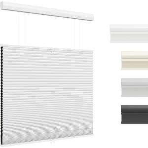 Top Down Bottom Up Cellular Shades Cordless Honeycomb Blinds for Indoor Windows, for Windows Size (38" W  64" H) Colour (White - Blackout)