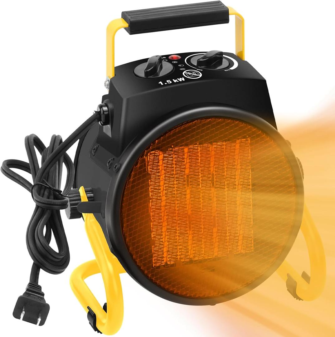 Orvella Outdoor Heaters for Patio, 1500W Electric Garage Heater with Overheat Protection, 3S Fast Heating, 3 Modes, Portable Space Heater for Patio, Garage, Greenhouse, Indoor, Gold