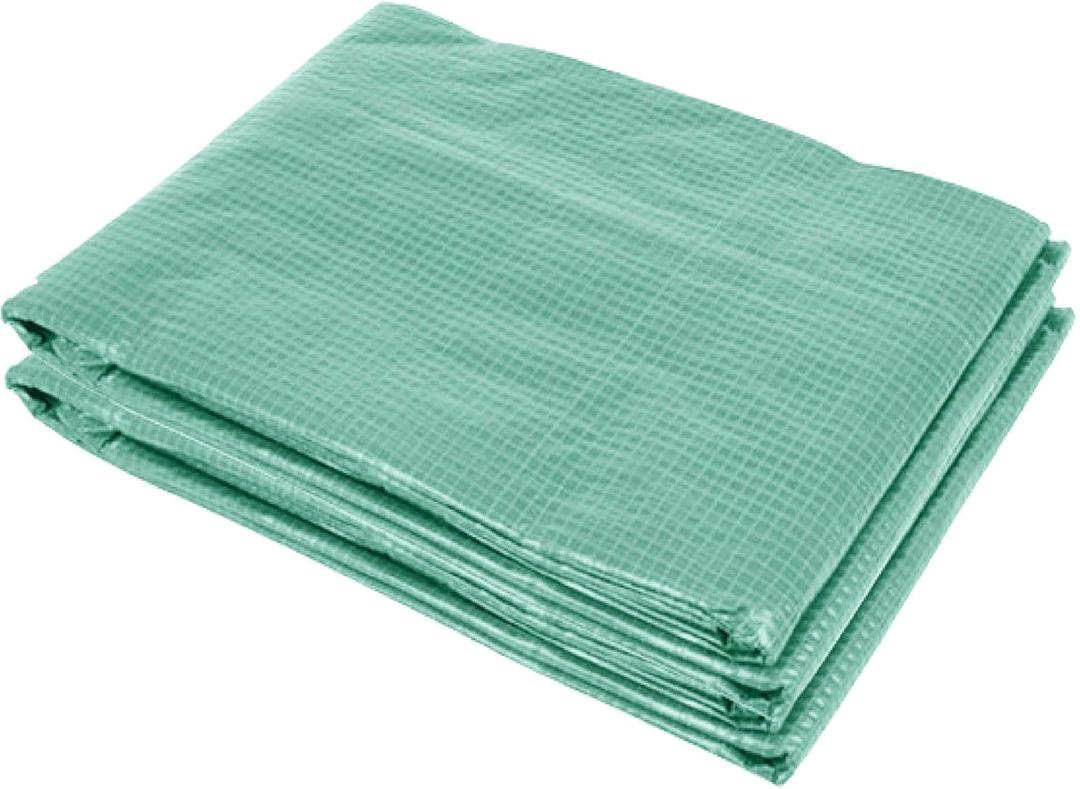 Outsunny 9.8' x 6.6' x 6.6' Plastic Greenhouse Cover Replacement, Heavy Duty Waterproof Tarp for Hoop House, Sheeting with 6 Windows, Door & Reinforcement Grid, Green