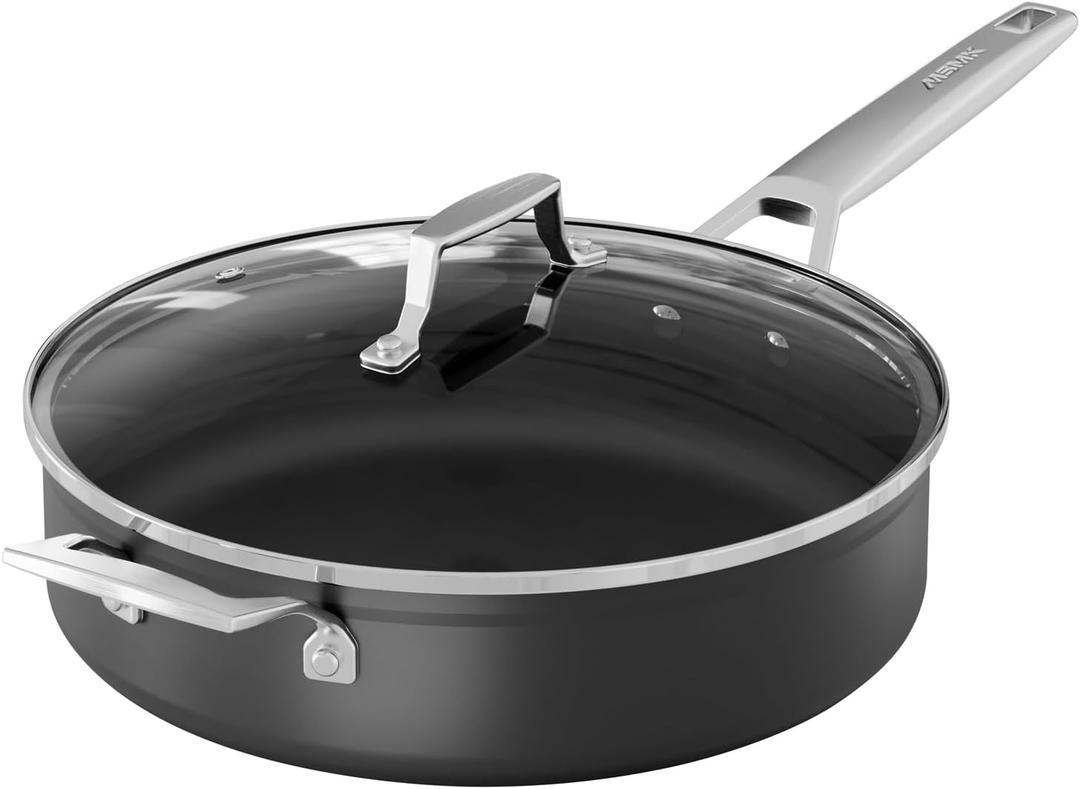 MsMk Nonstick Deep Frying Pan, 4.5 Quart Sauté Pan with lid, 11 inch, Stay-Cool Handle, Smooth Bottom, PFAS Free Non-Toxic, Oven safe to 700, Induction, Ceramic and Gas Cooktops