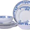 Melamine Dinnerware Sets-12pcs floral dinnerware set Service for 4,Dishwasher Safe, Break-resistant, Indoor and Outdoor Use,Reusable,Traditional Flower